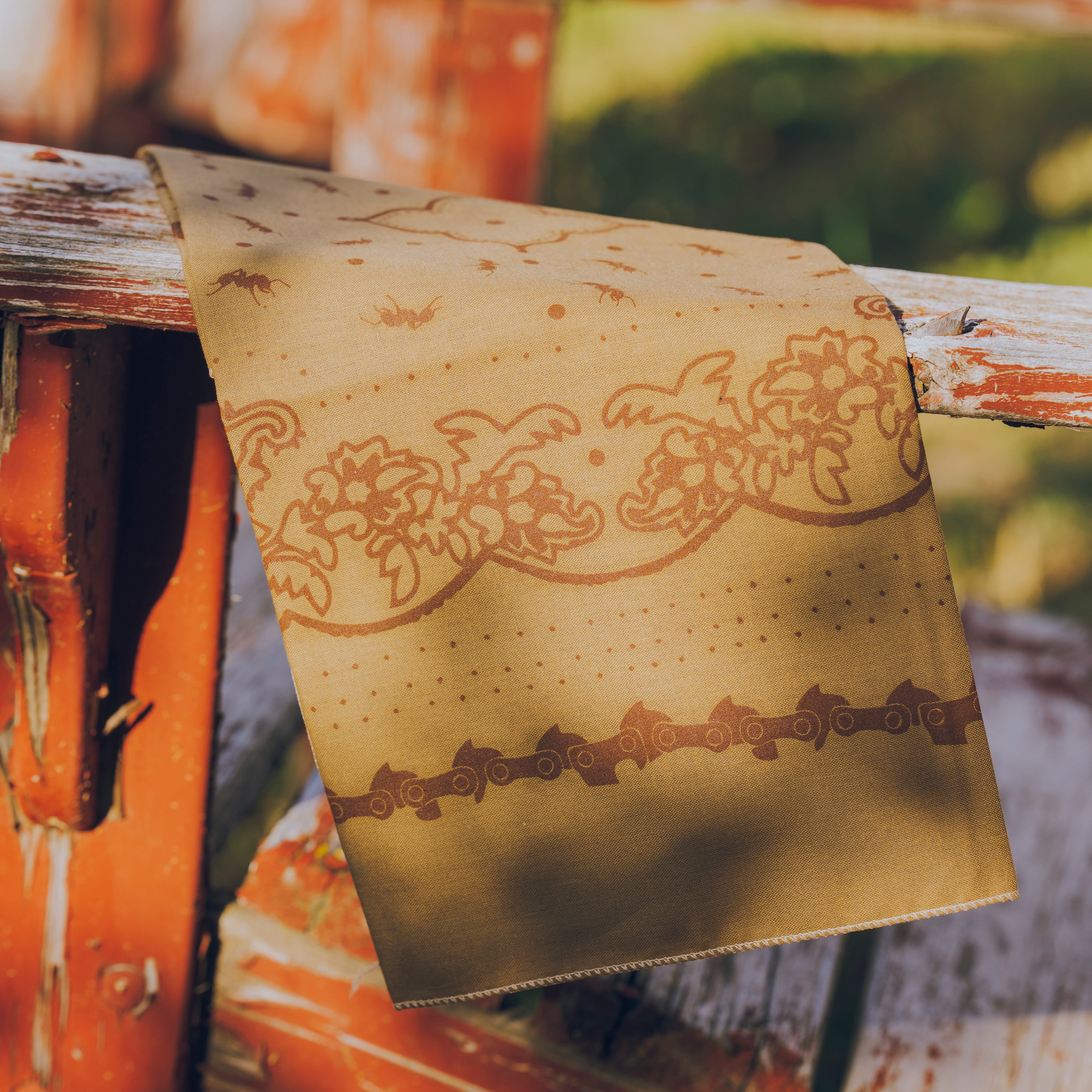 Bandana in Tan with Chainsaw Border