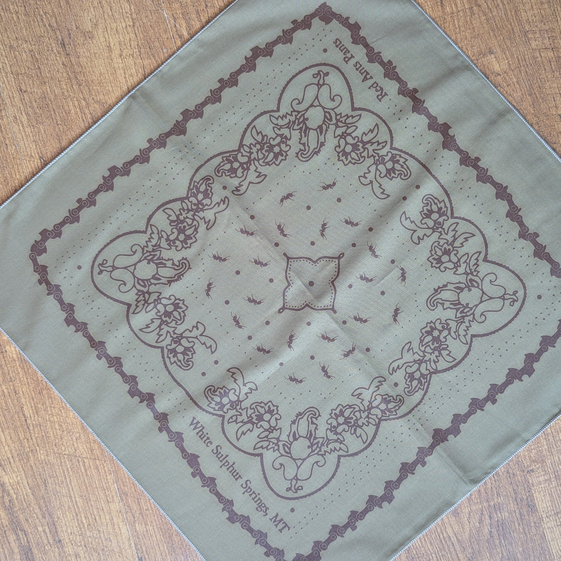 Bandana in Tan with Chainsaw Border